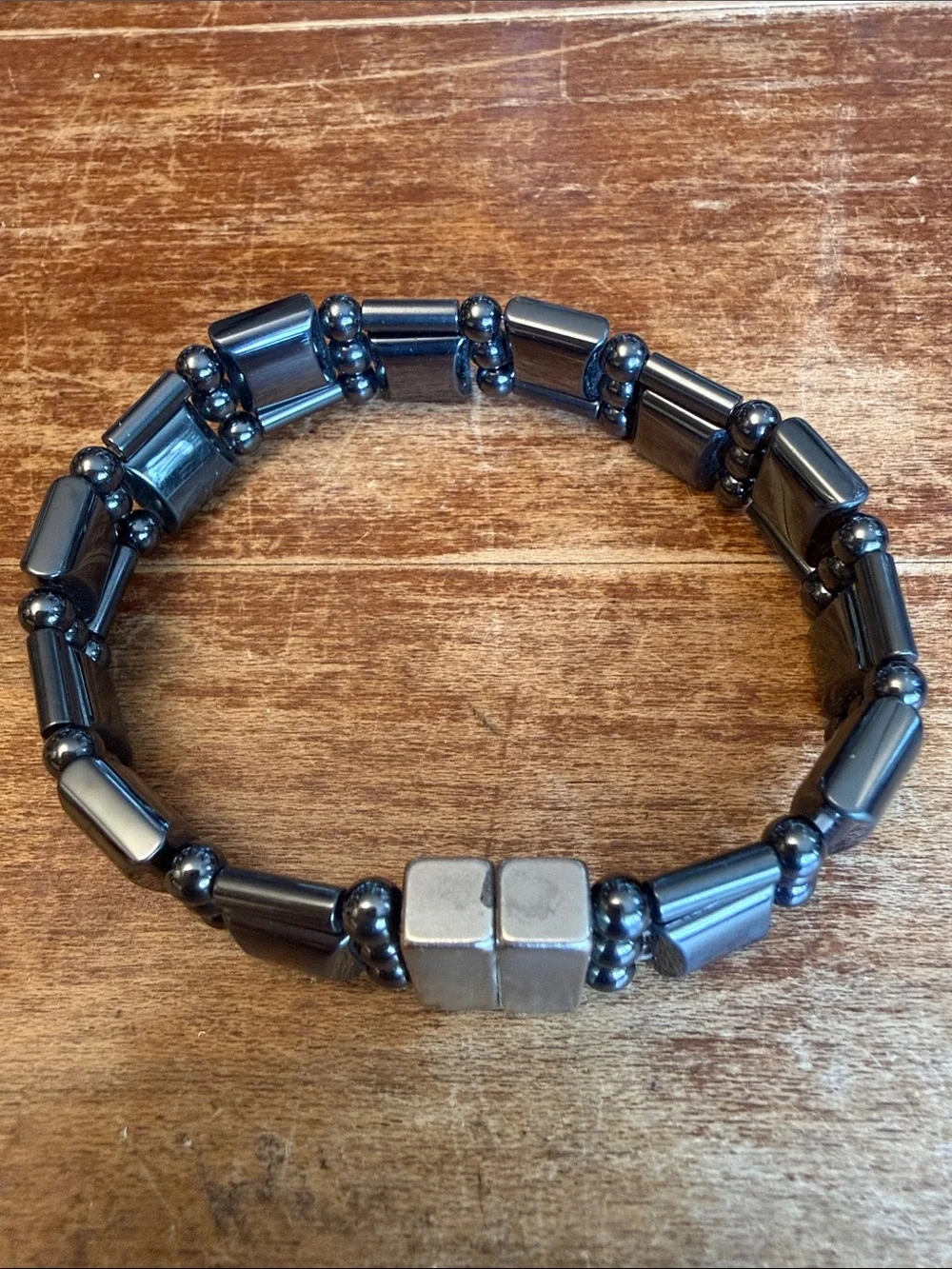 Men's Black Hematite Magnetic Bead Bracelet